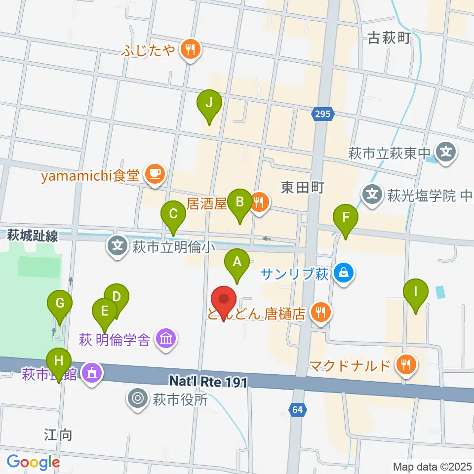 エフエム萩周辺の駐車場・コインパーキング一覧地図