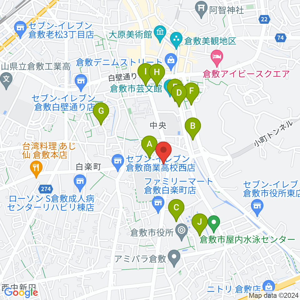 FMくらしき周辺の駐車場・コインパーキング一覧地図