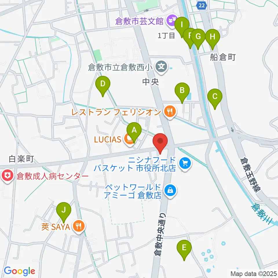 FMくらしき周辺の駐車場・コインパーキング一覧地図
