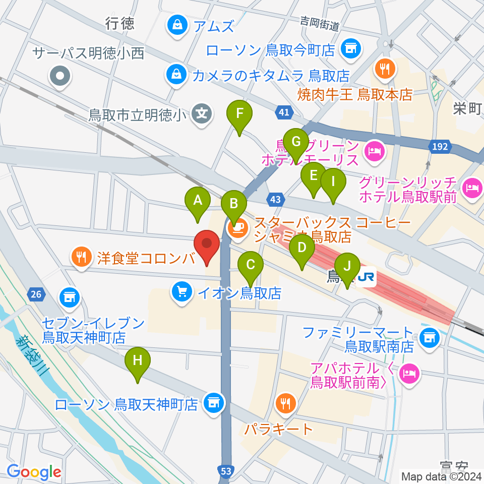 FM鳥取 レディオバード周辺の駐車場・コインパーキング一覧地図