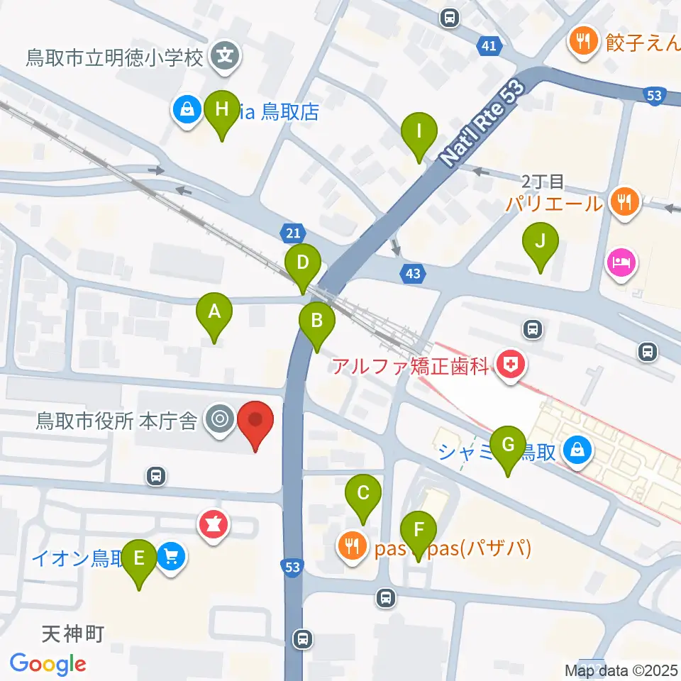 FM鳥取周辺の駐車場・コインパーキング一覧地図