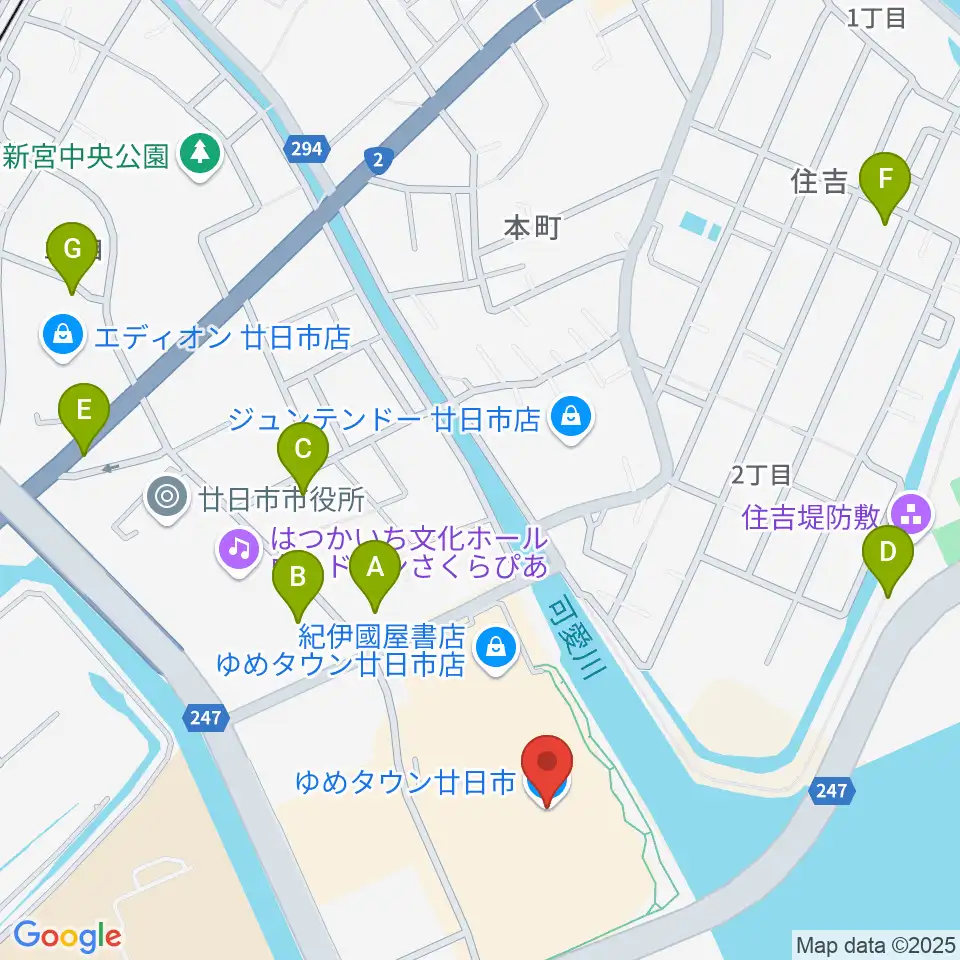 FMはつかいち周辺の駐車場・コインパーキング一覧地図