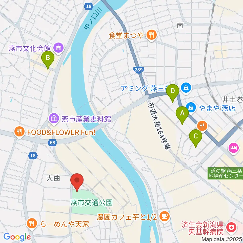 燕三条エフエム周辺の駐車場・コインパーキング一覧地図
