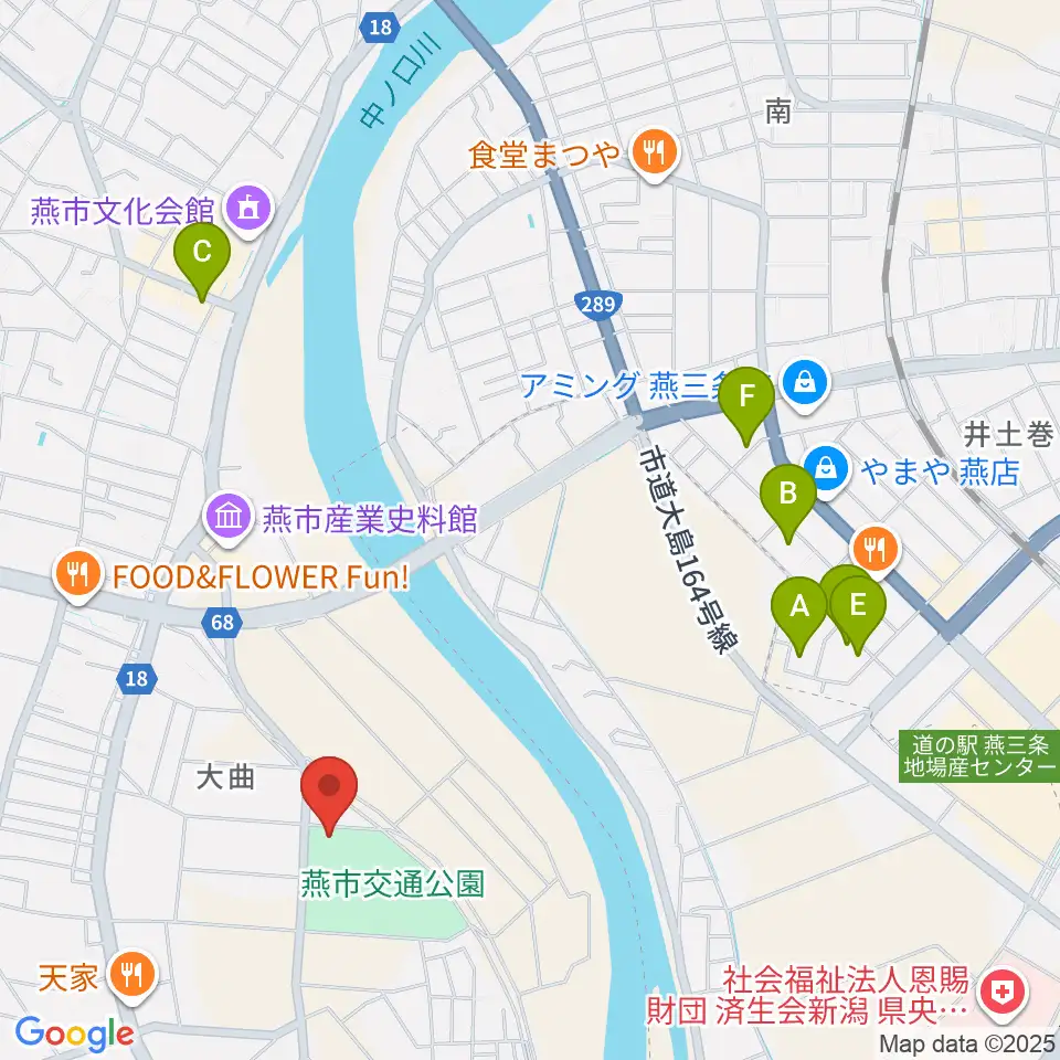 燕三条エフエム周辺の駐車場・コインパーキング一覧地図