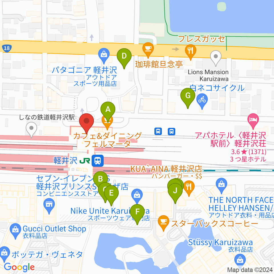 FM軽井沢周辺の駐車場・コインパーキング一覧地図