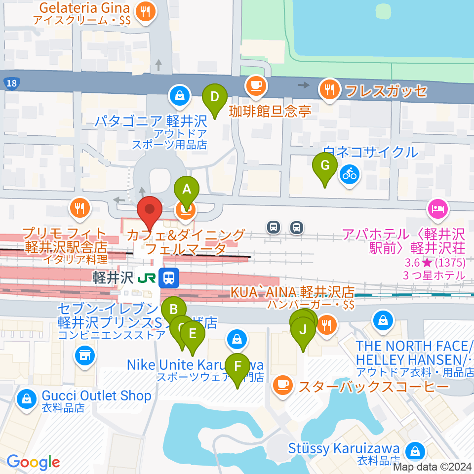 FM軽井沢周辺の駐車場・コインパーキング一覧地図