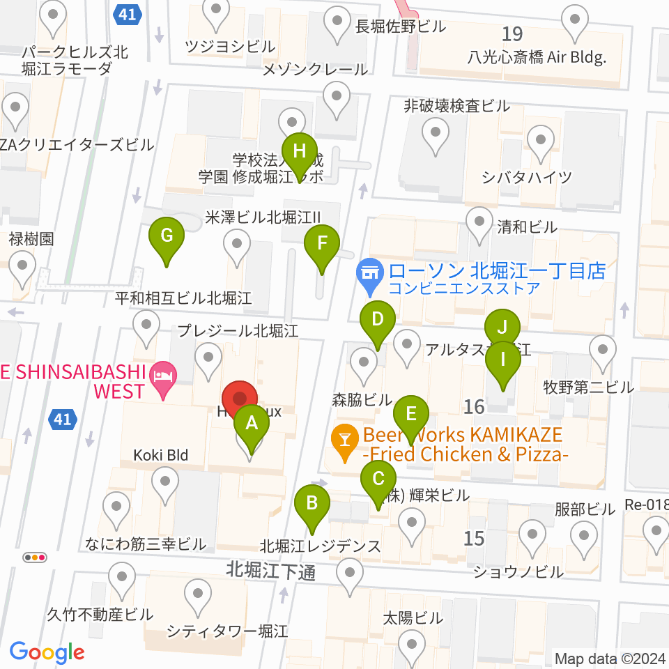 北堀江club vijon周辺の駐車場・コインパーキング一覧地図