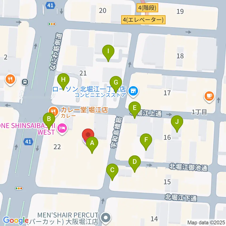 北堀江club vijon周辺の駐車場・コインパーキング一覧地図