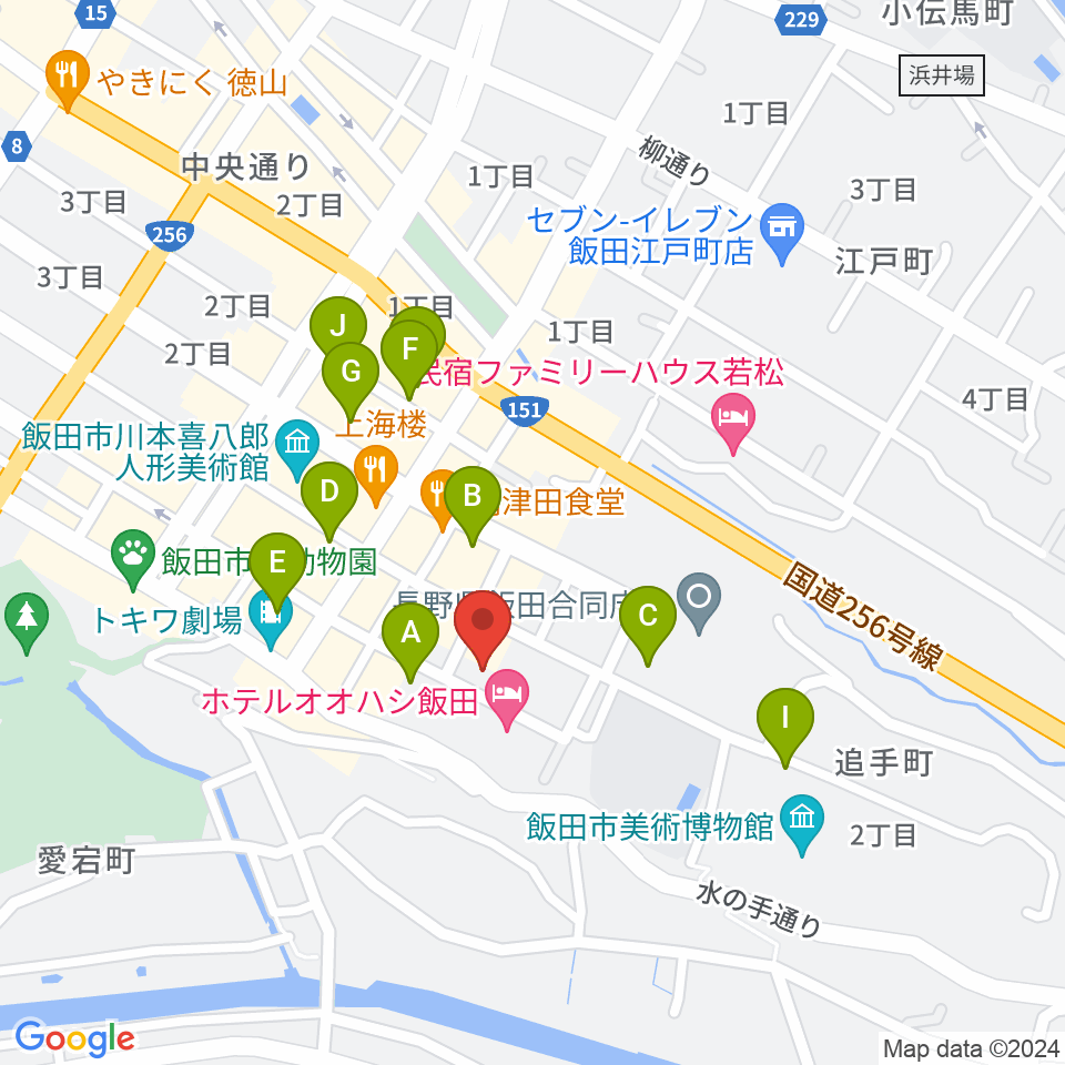 いいだFM・iステーション周辺の駐車場・コインパーキング一覧地図