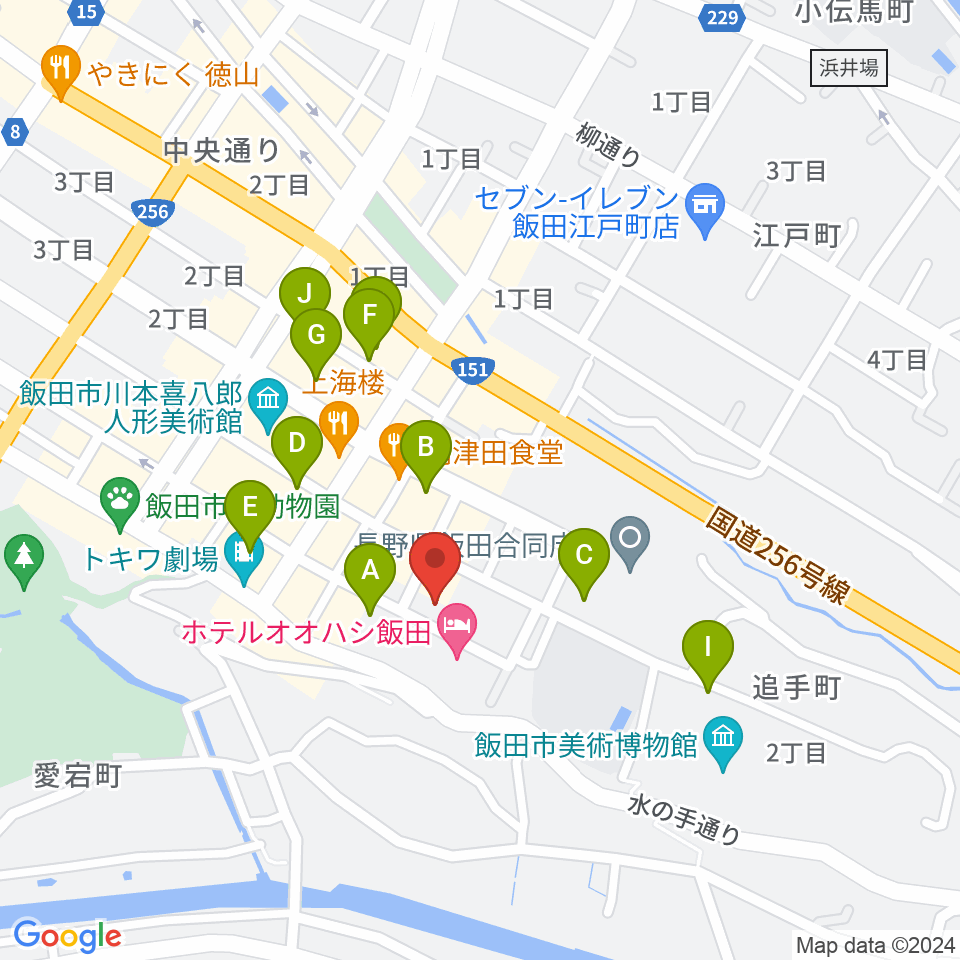 いいだFM・iステーション周辺の駐車場・コインパーキング一覧地図