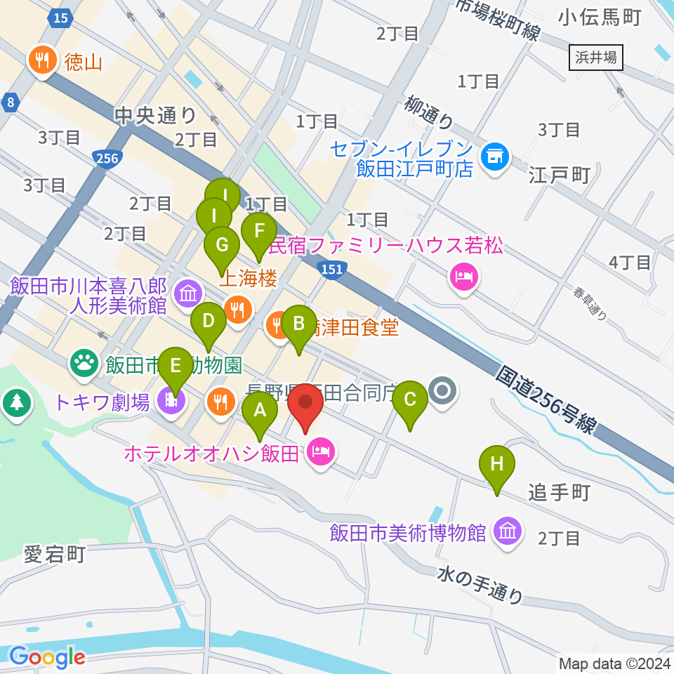 いいだFM・iステーション周辺の駐車場・コインパーキング一覧地図