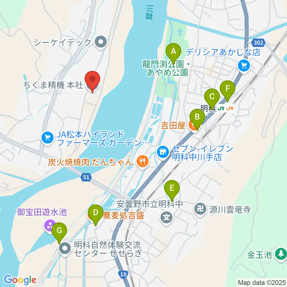 あづみ野エフエム周辺の駐車場・コインパーキング一覧地図