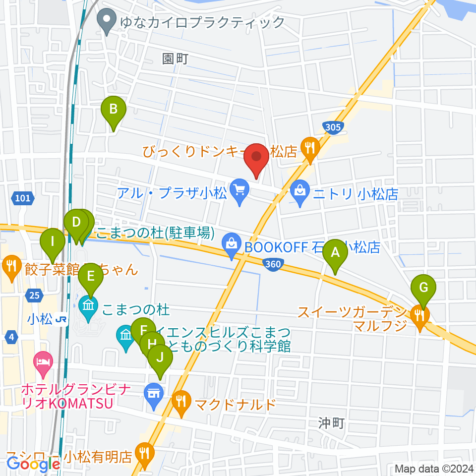 ラジオこまつ周辺の駐車場・コインパーキング一覧地図