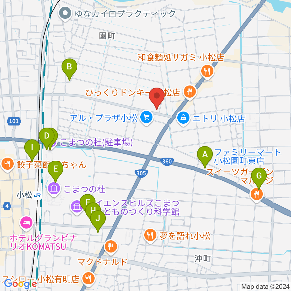 ラジオこまつ周辺の駐車場・コインパーキング一覧地図