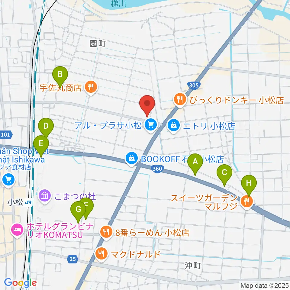 ラジオこまつ周辺の駐車場・コインパーキング一覧地図