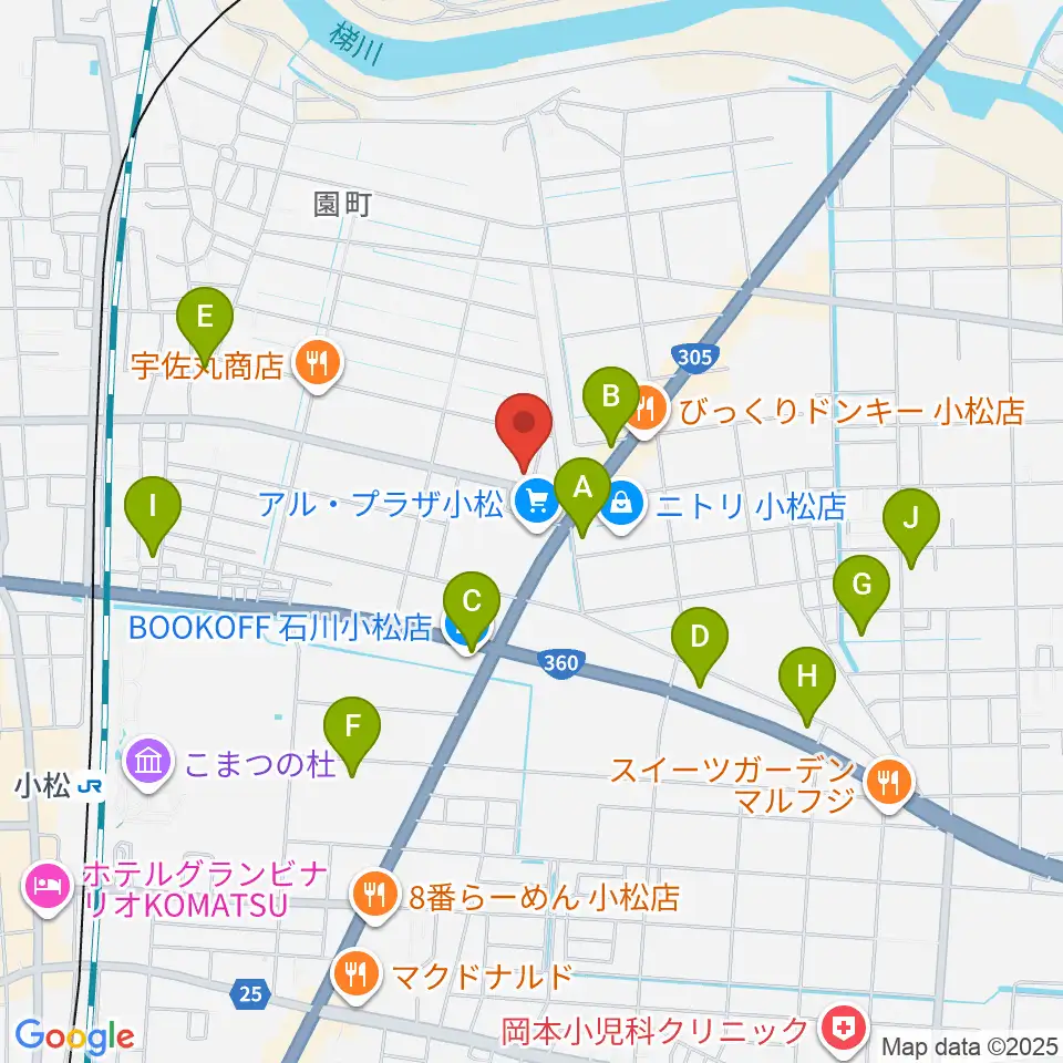 ラジオこまつ周辺の駐車場・コインパーキング一覧地図