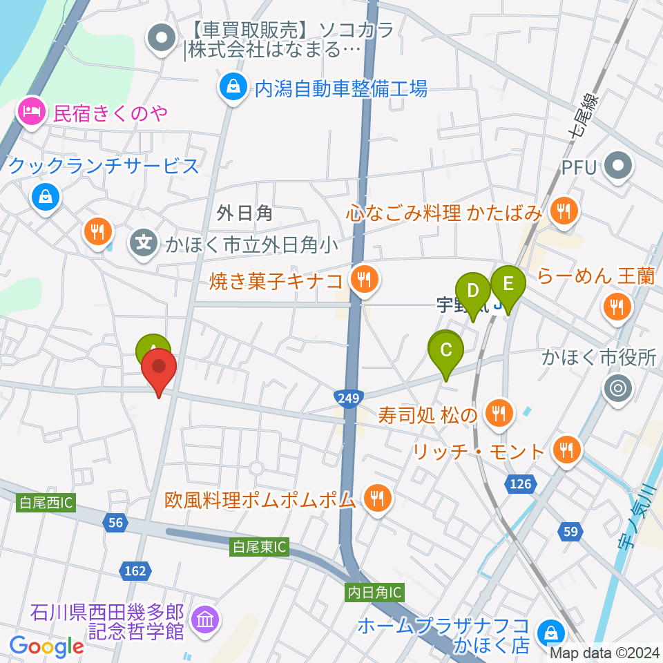 FMかほく周辺の駐車場・コインパーキング一覧地図