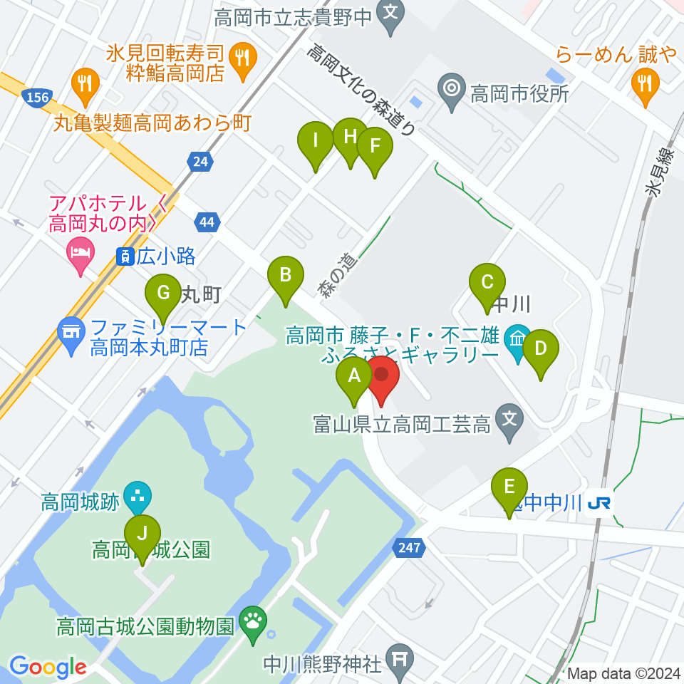 ラジオたかおか周辺の駐車場・コインパーキング一覧地図