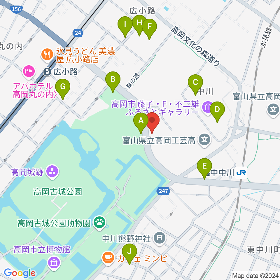 ラジオたかおか周辺の駐車場・コインパーキング一覧地図