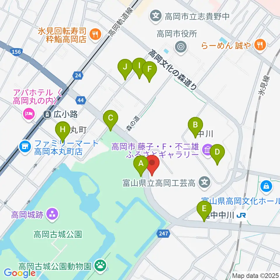 ラジオたかおか周辺の駐車場・コインパーキング一覧地図