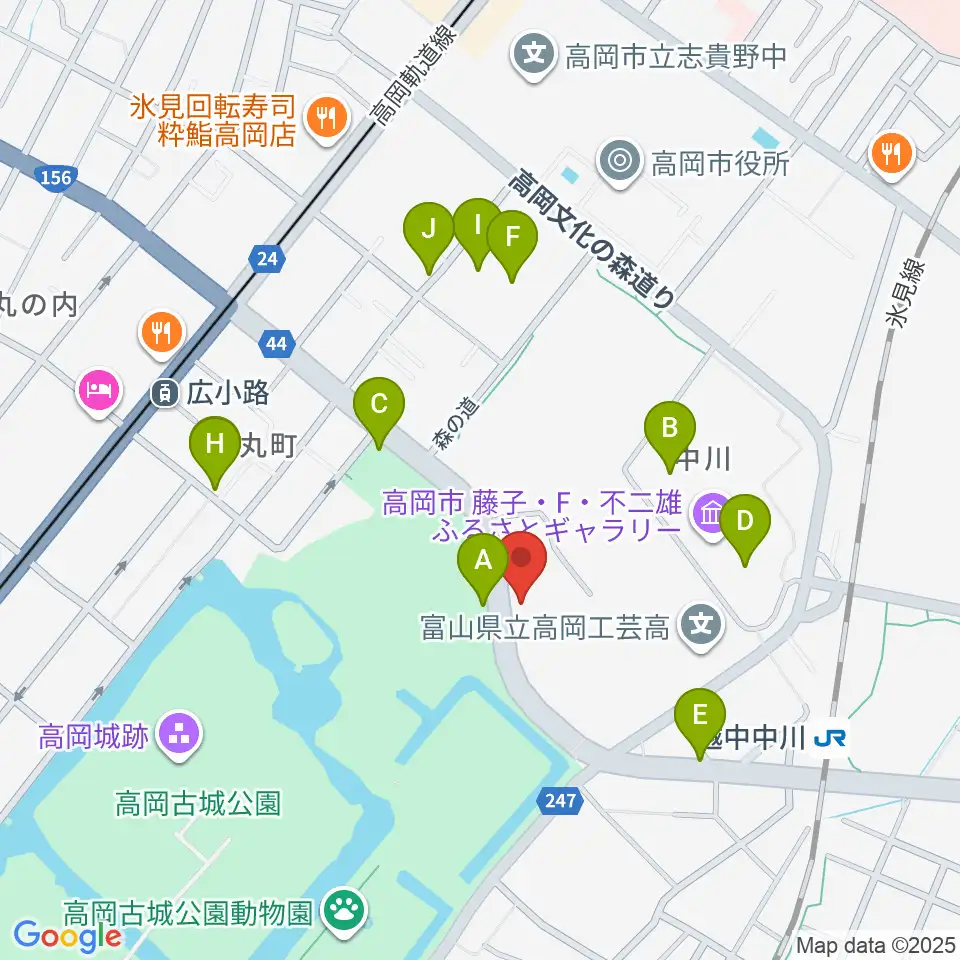 ラジオたかおか周辺の駐車場・コインパーキング一覧地図