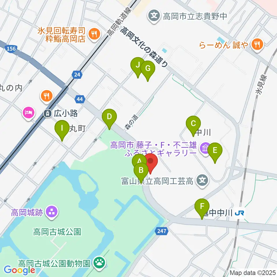 ラジオたかおか周辺の駐車場・コインパーキング一覧地図