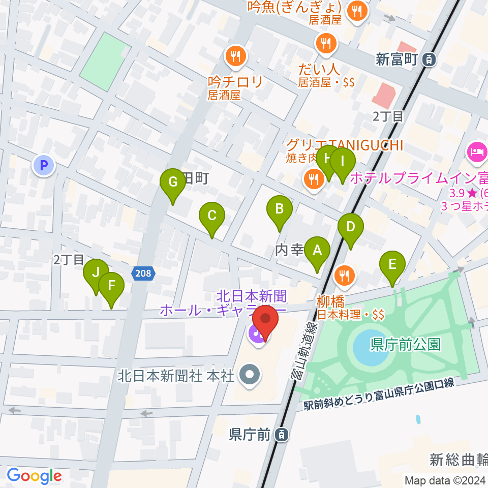 富山シティエフエム周辺の駐車場・コインパーキング一覧地図