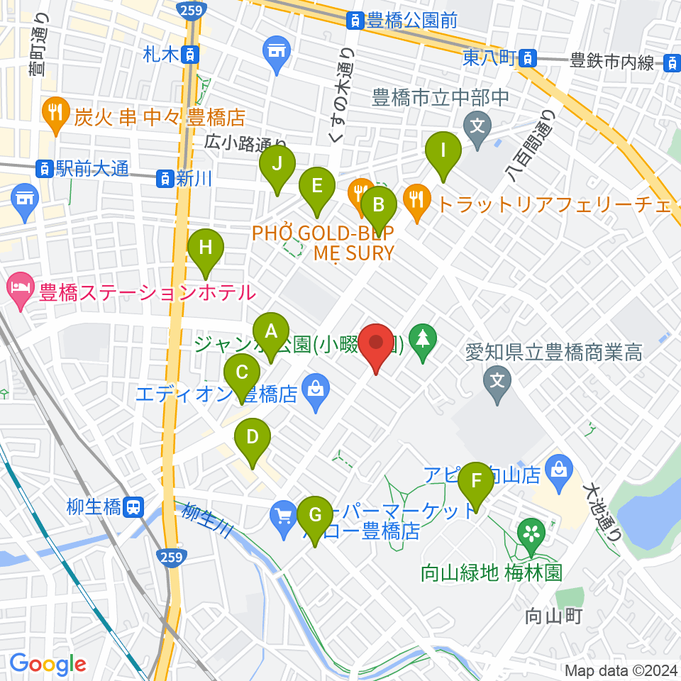 やしの実FM（エフエム豊橋）周辺の駐車場・コインパーキング一覧地図