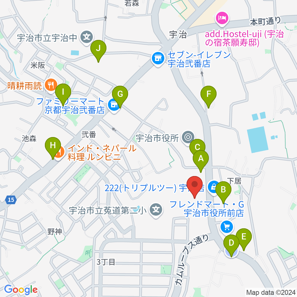 FMうじ周辺の駐車場・コインパーキング一覧地図