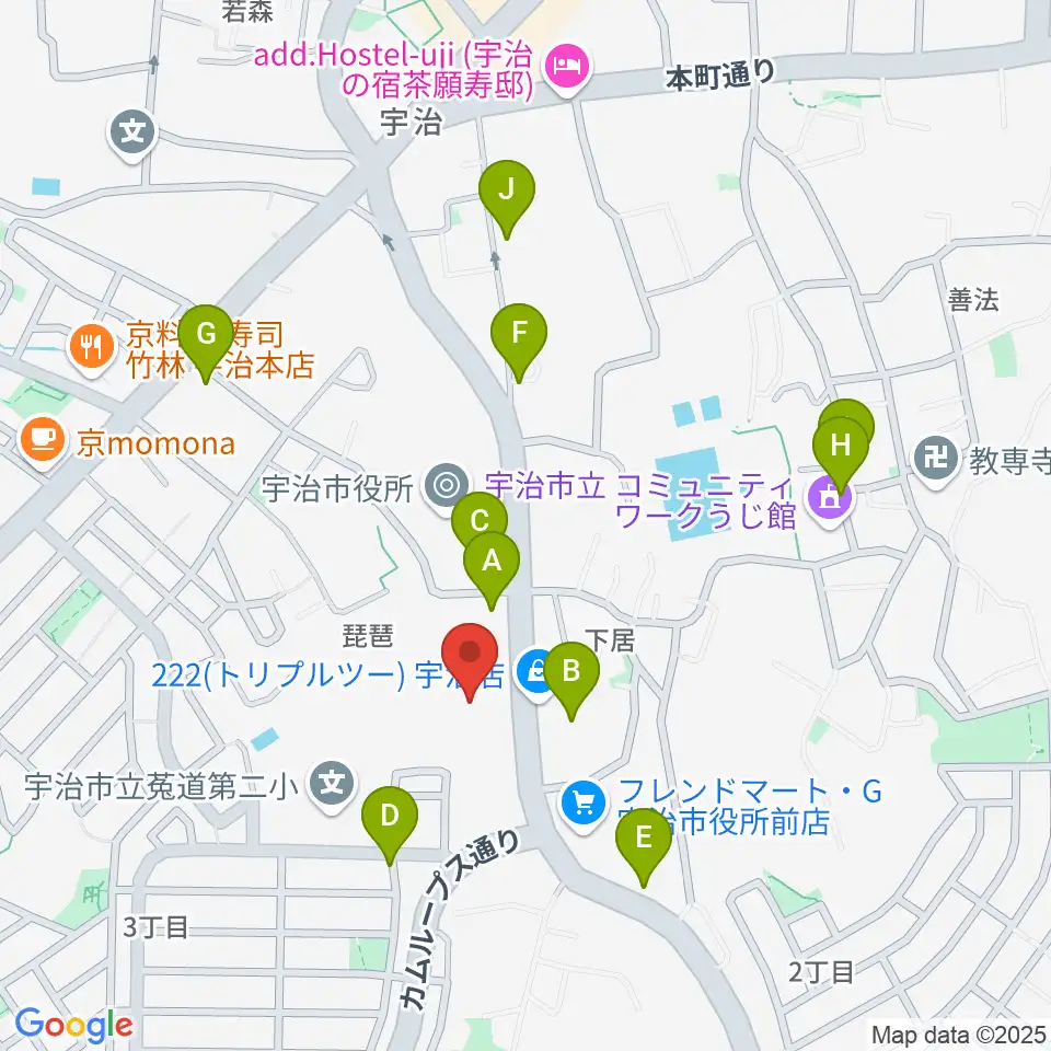 FMうじ周辺の駐車場・コインパーキング一覧地図