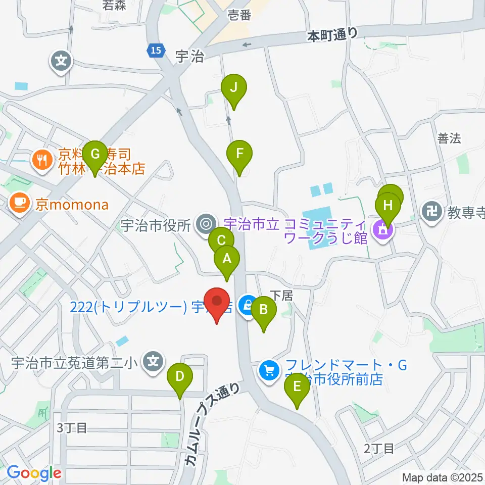 FMうじ周辺の駐車場・コインパーキング一覧地図