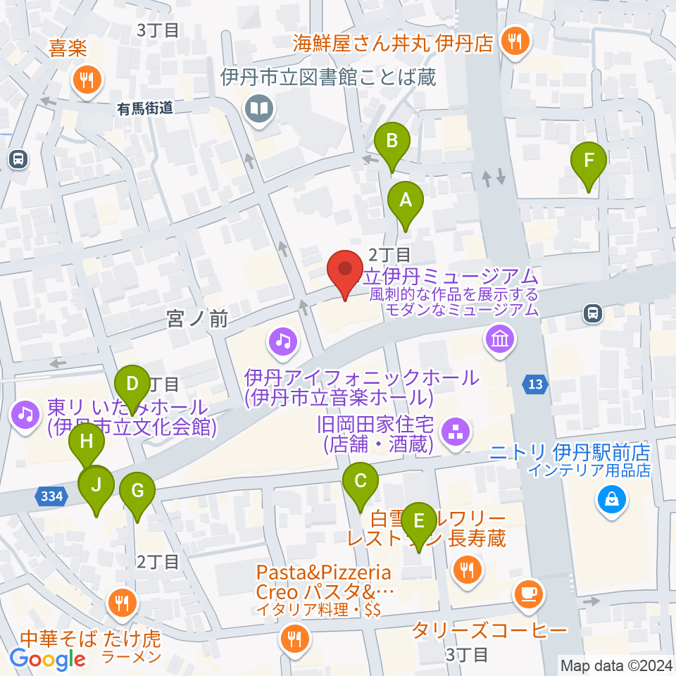 ハッピーエフエムいたみ周辺の駐車場・コインパーキング一覧地図