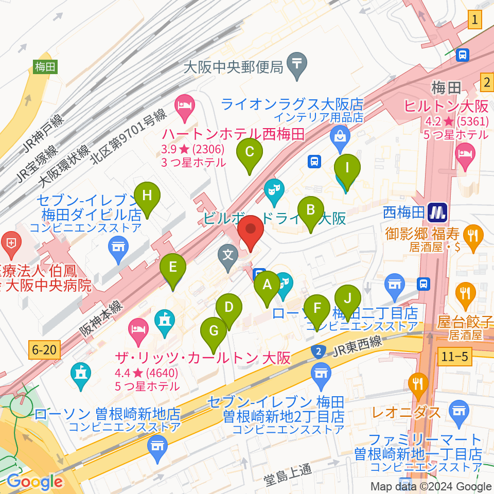 ウメダFM Be Happy!789周辺の駐車場・コインパーキング一覧地図