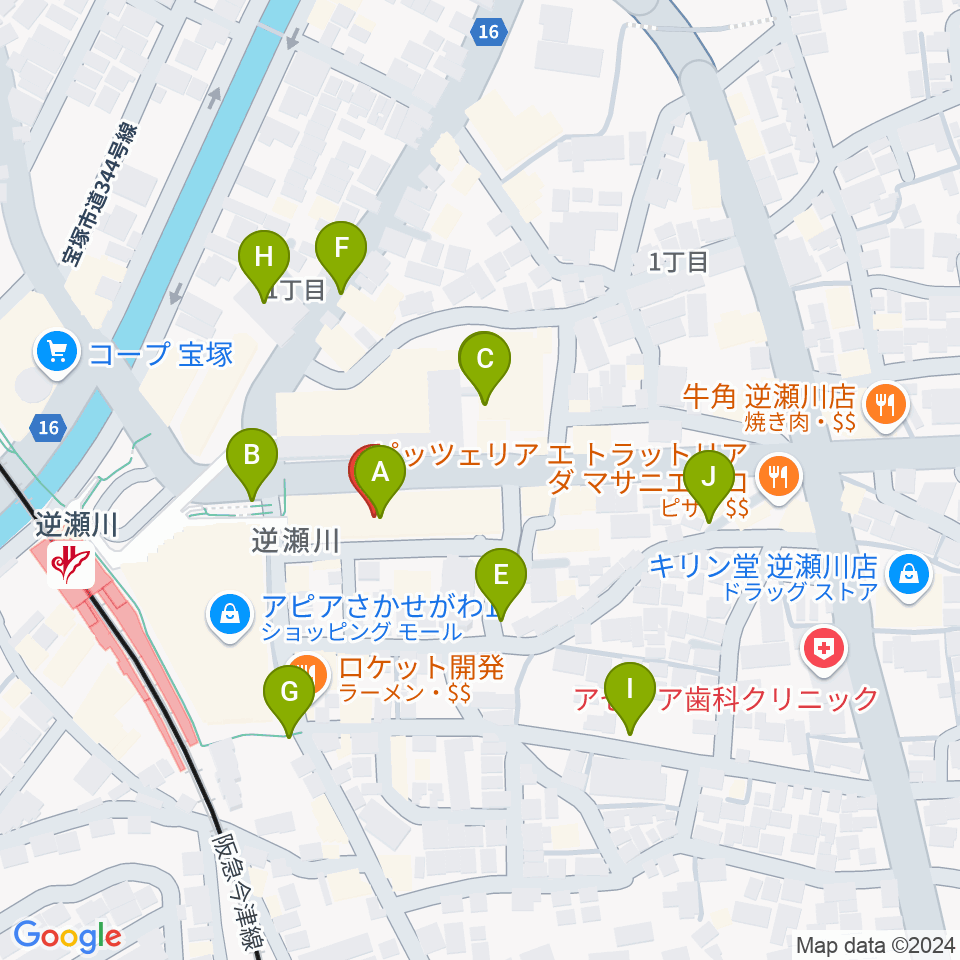 ハミングFM宝塚周辺の駐車場・コインパーキング一覧地図