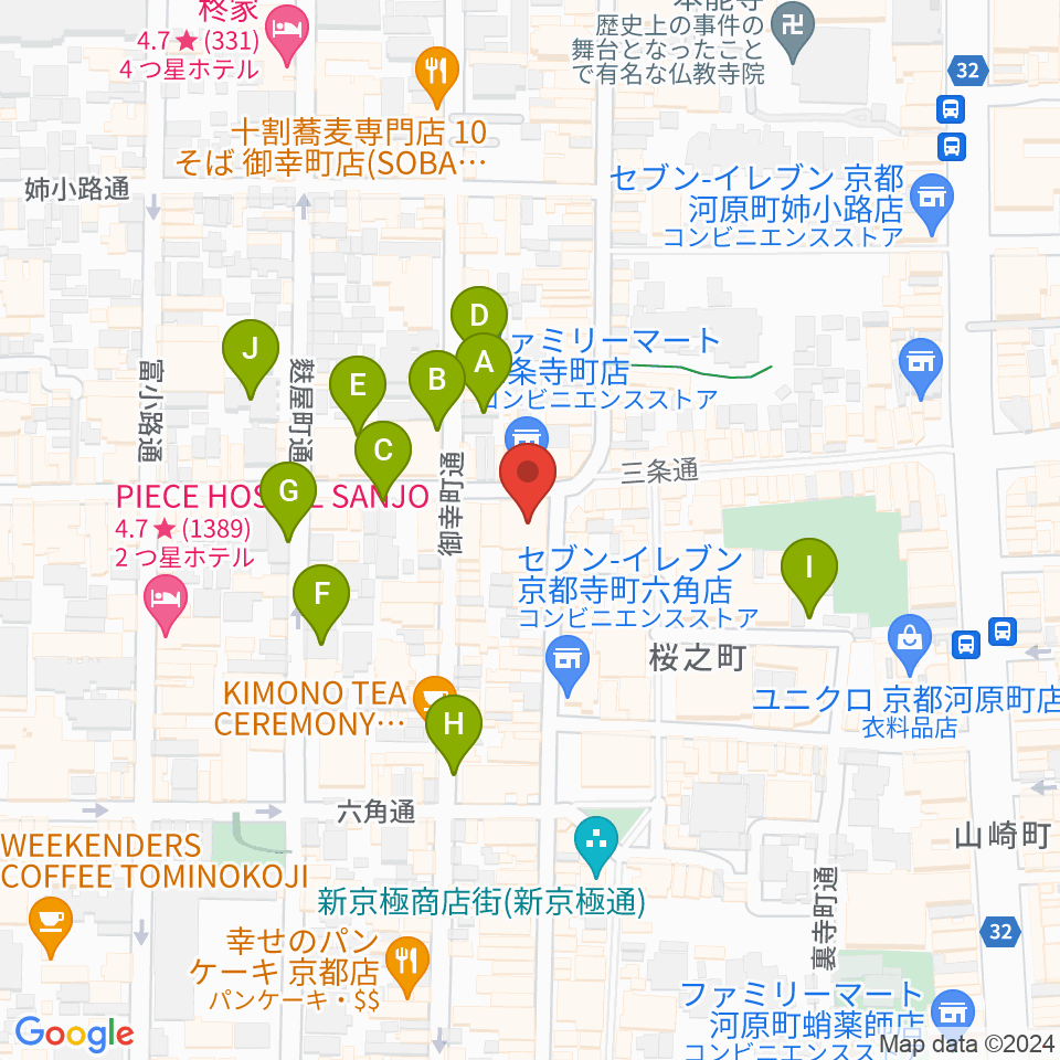 京都三条ラジオカフェ周辺の駐車場・コインパーキング一覧地図