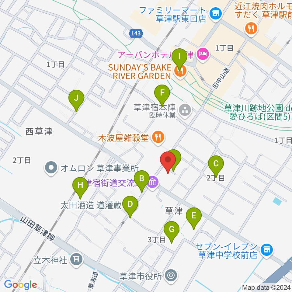 えふえむ草津周辺の駐車場・コインパーキング一覧地図