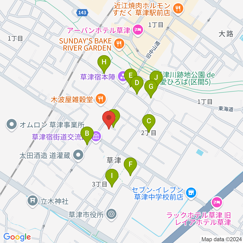 えふえむ草津周辺の駐車場・コインパーキング一覧地図