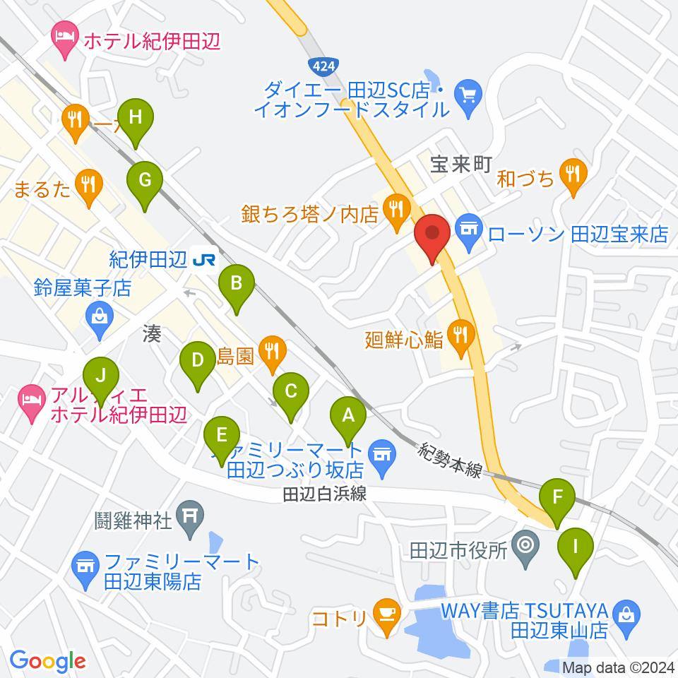 FM TANABE周辺の駐車場・コインパーキング一覧地図