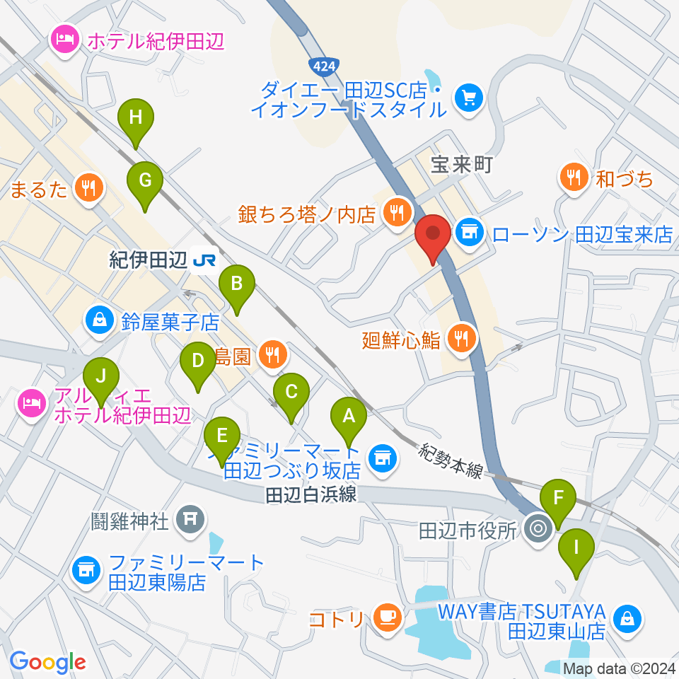 FM TANABE周辺の駐車場・コインパーキング一覧地図