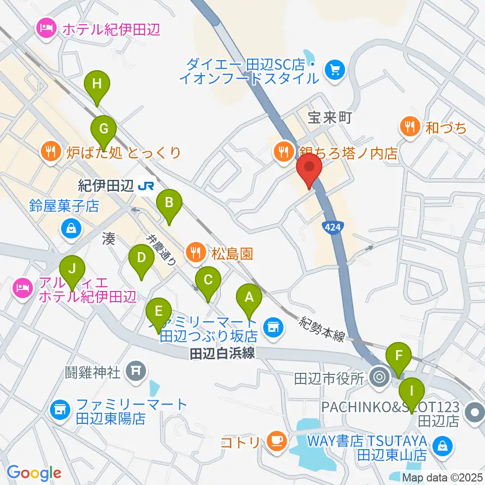 FM TANABE周辺の駐車場・コインパーキング一覧地図