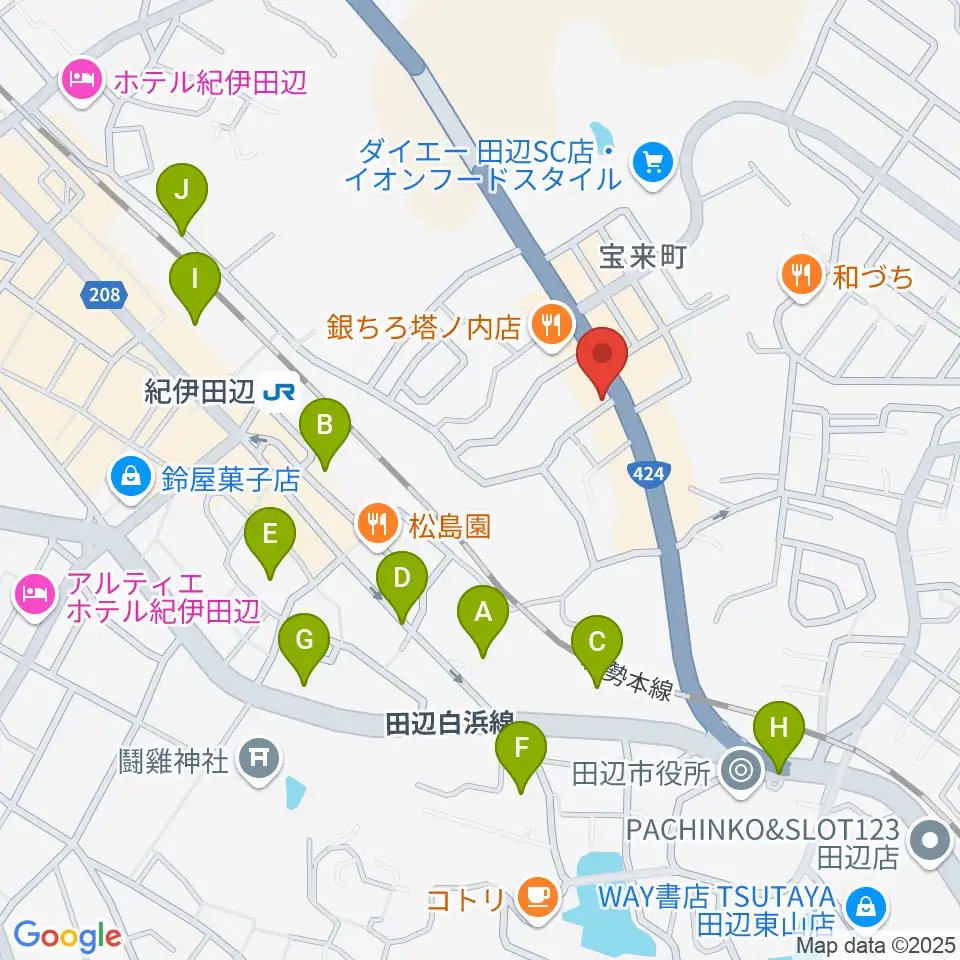 FM TANABE周辺の駐車場・コインパーキング一覧地図
