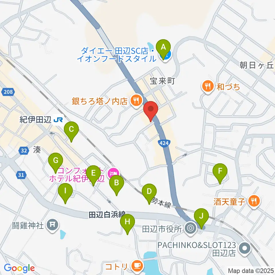 FM TANABE周辺の駐車場・コインパーキング一覧地図