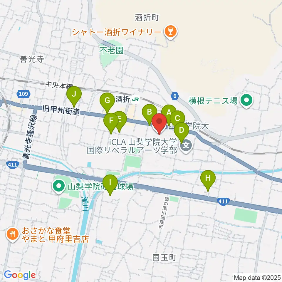 エフエム甲府周辺の駐車場・コインパーキング一覧地図