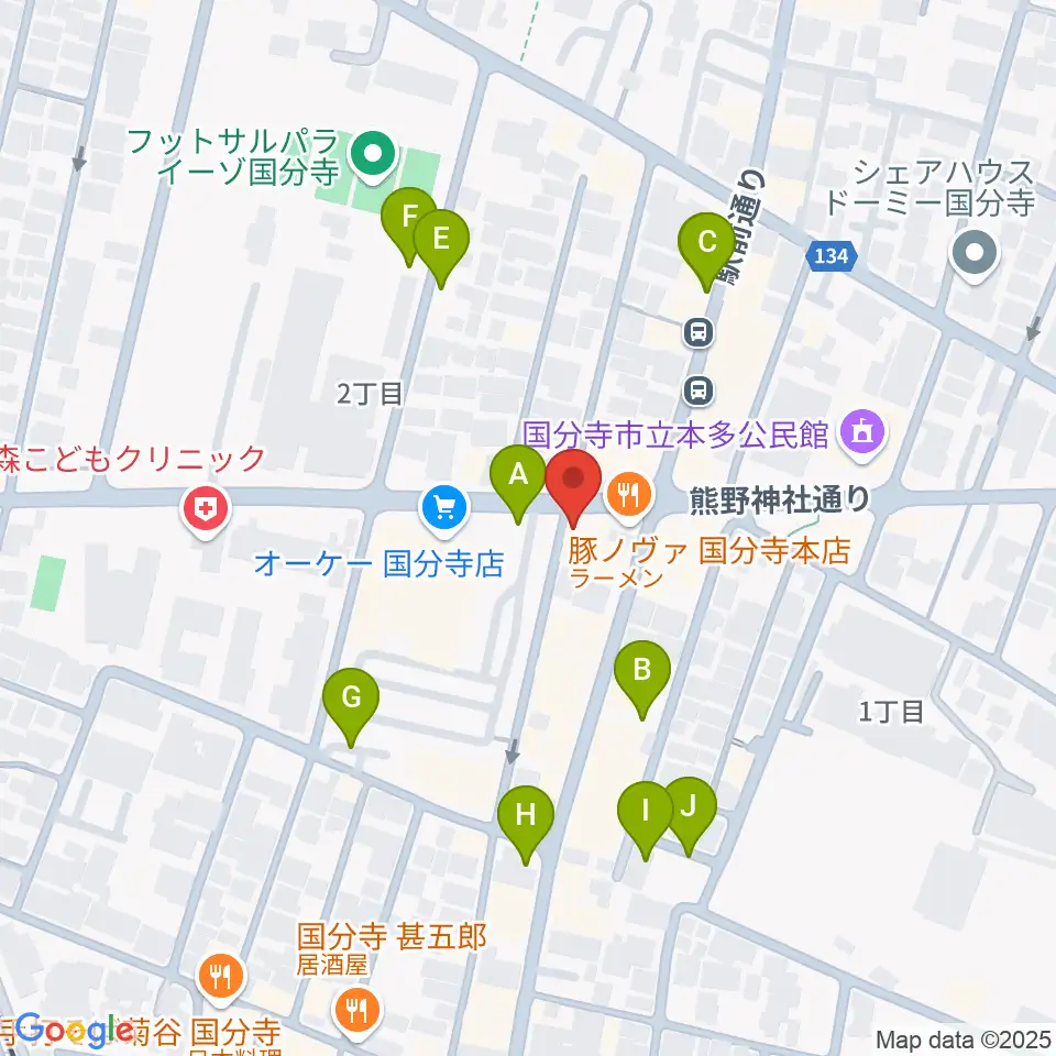 国分寺クラスタ周辺の駐車場・コインパーキング一覧地図