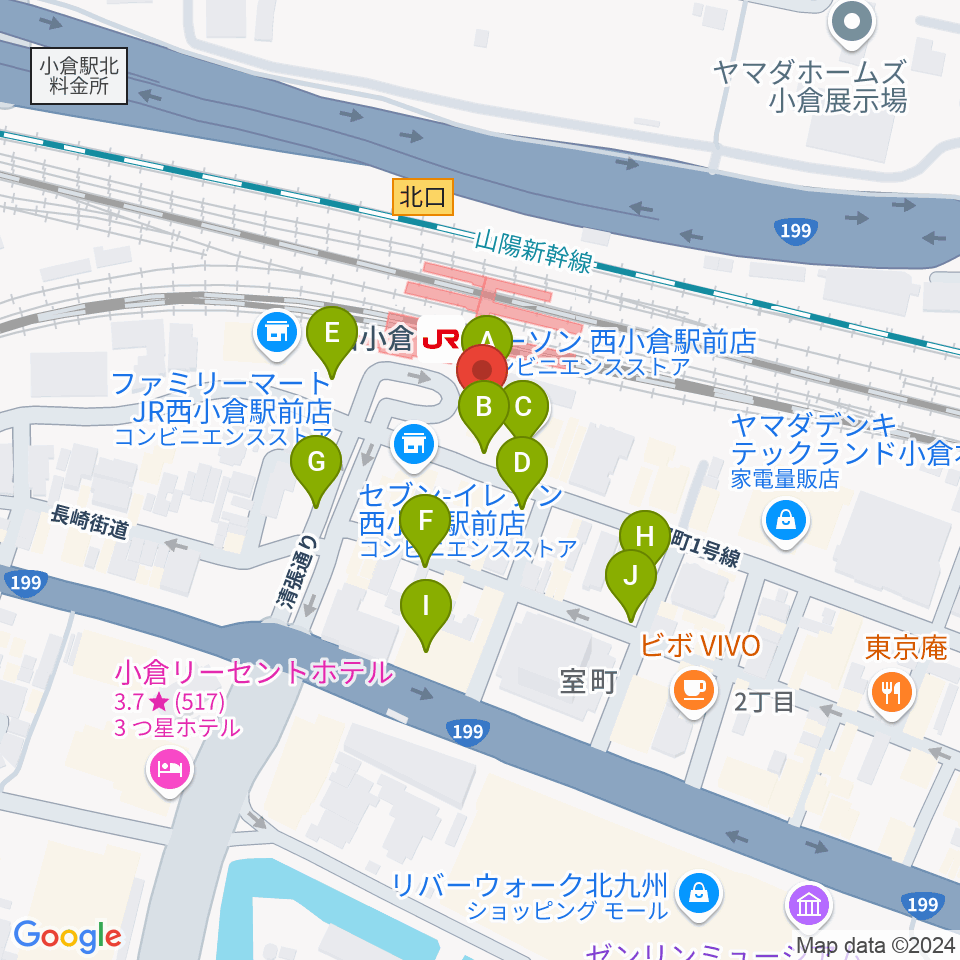 小倉 LIVE SPOT WOW！周辺の駐車場・コインパーキング一覧地図