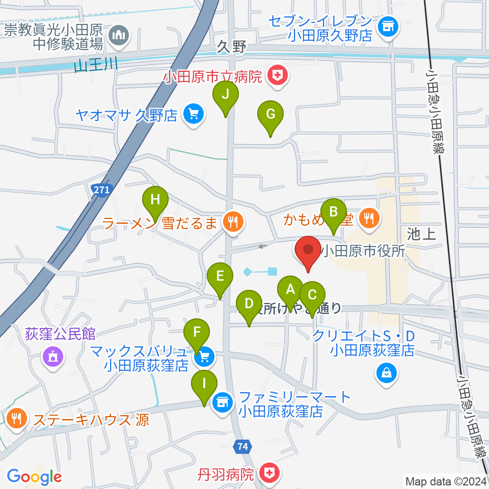 FMおだわら周辺の駐車場・コインパーキング一覧地図