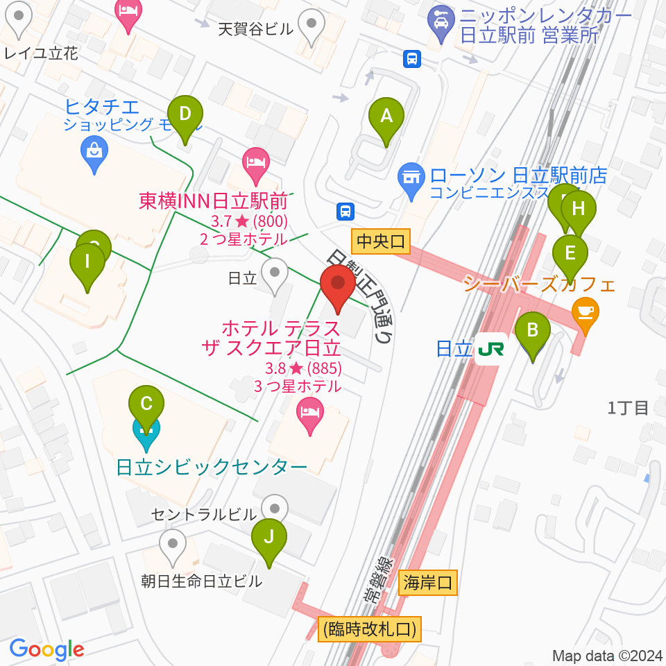 FMひたち周辺の駐車場・コインパーキング一覧地図