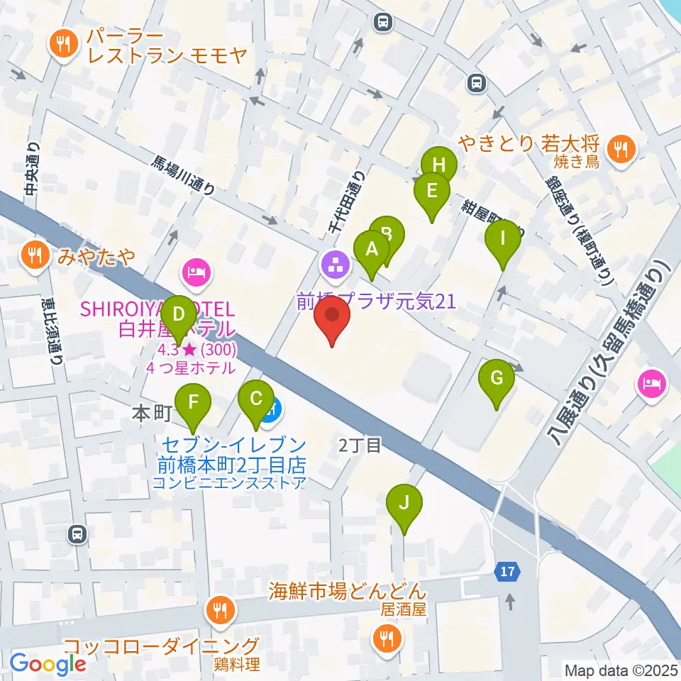 まえばしCITYエフエム周辺の駐車場・コインパーキング一覧地図