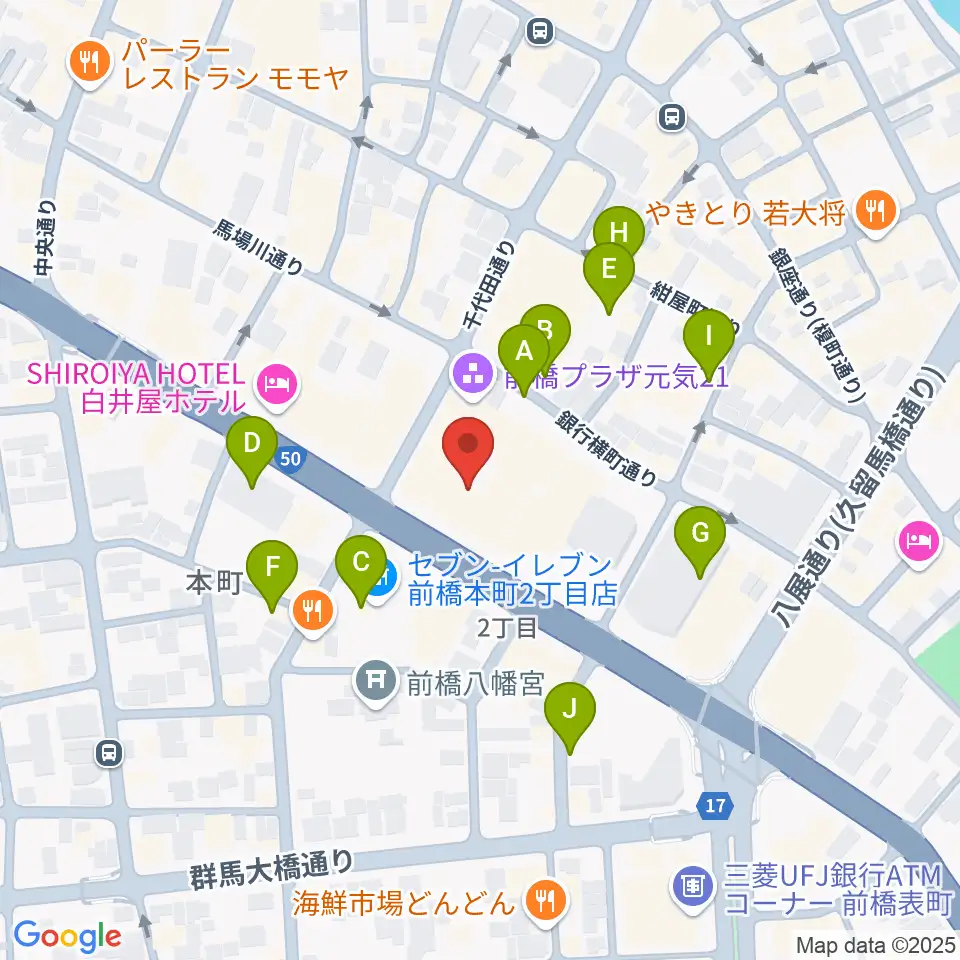 まえばしCITYエフエム周辺の駐車場・コインパーキング一覧地図