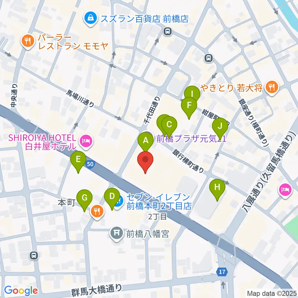 まえばしCITYエフエム周辺の駐車場・コインパーキング一覧地図